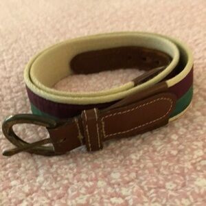 Brooks Brothers men’s belt size 36 Preowned green and burgundy stripe